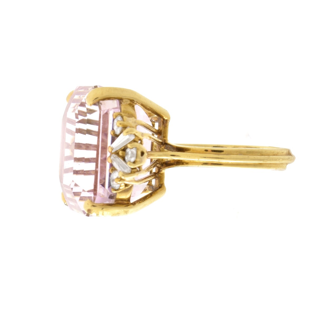 Kunzite, Diamond and18K Ring