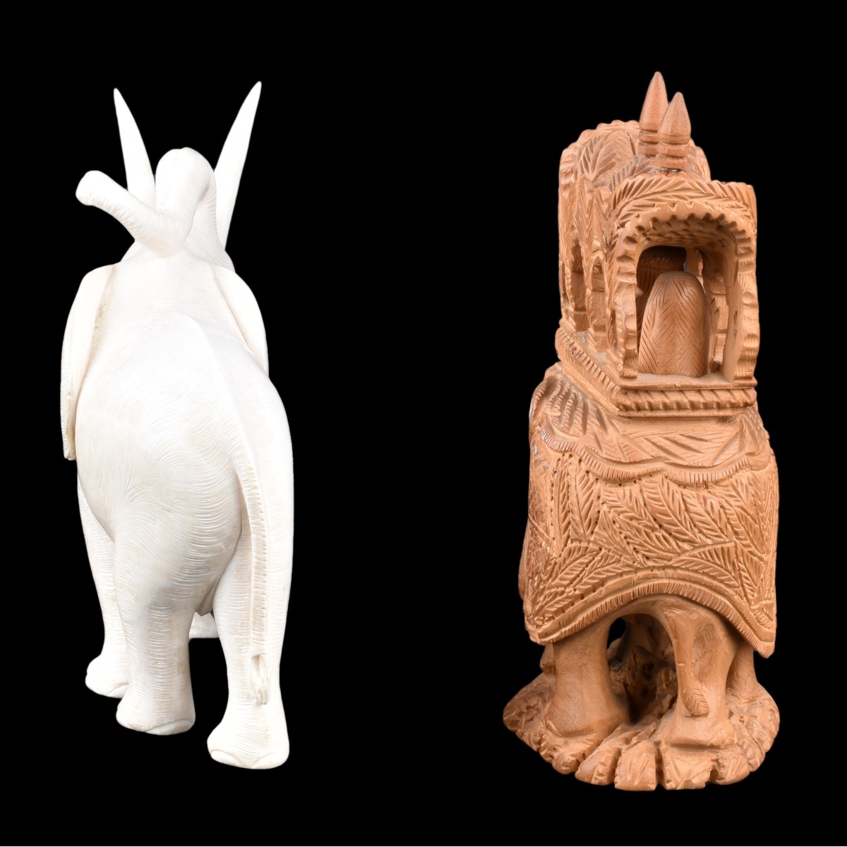 Two Carved Elephants