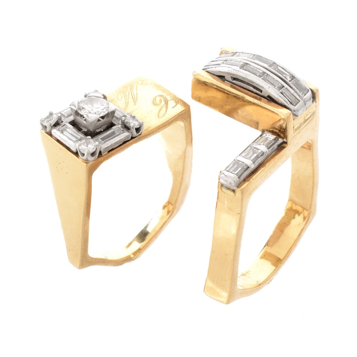 Retro Diamond and 14K Ring Set