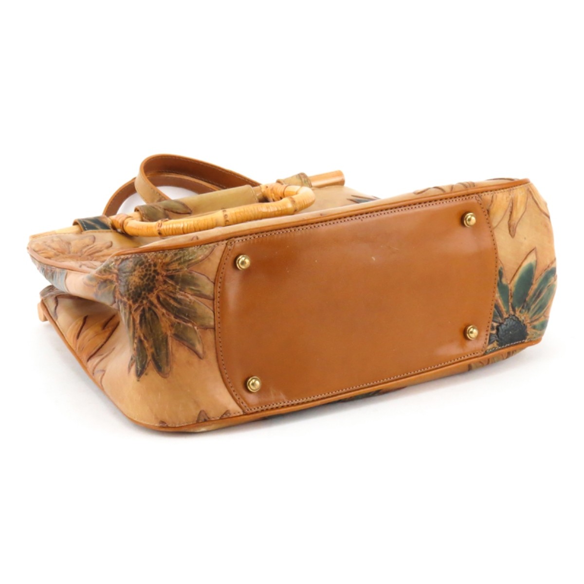 Brahmin Embossed Leather Bamboo Sunflower Handbag
