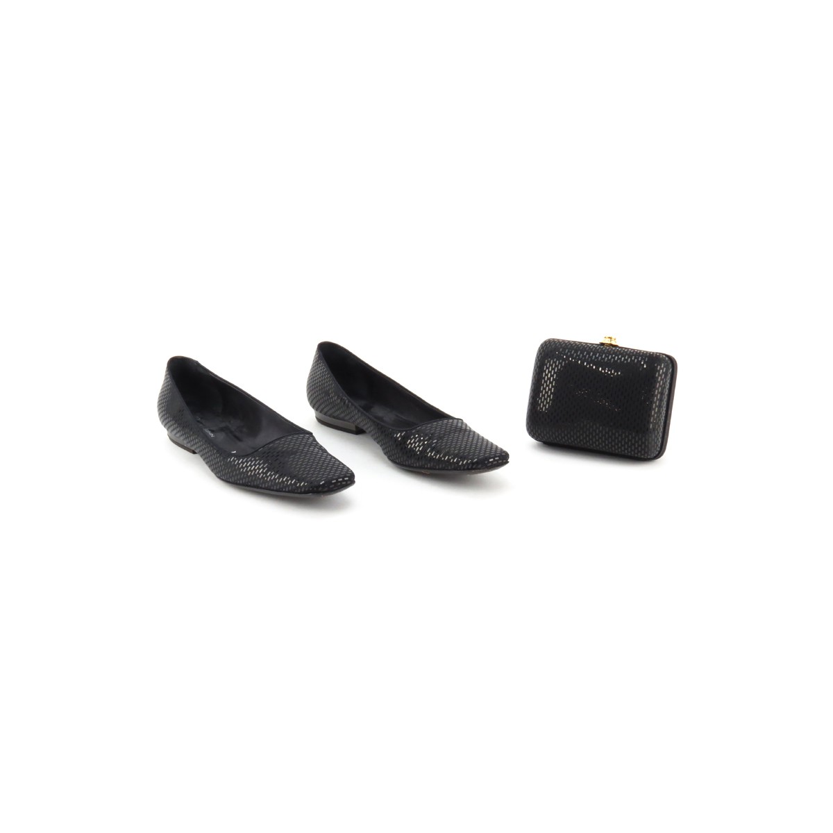 2 pcs St John Black Sequined Evening Clutch, Flats