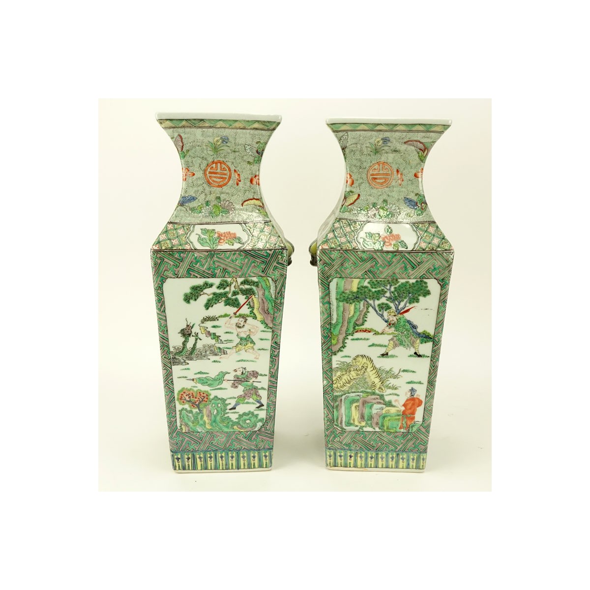 Pr 20C Chinese Vases Export Porcelain Famille Vert