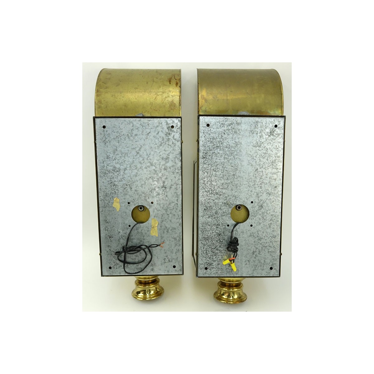 Pair of Modern Brass and Glass Wall Light Fixtures