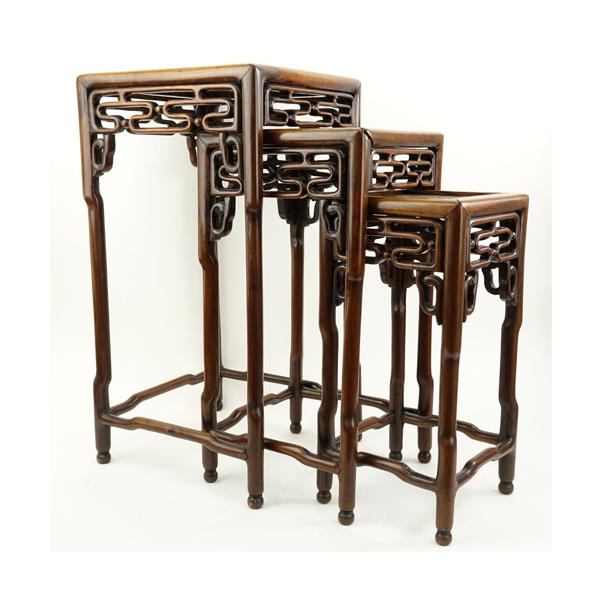 Set of Three (3) Chinese Hardwood Nesting Tables.