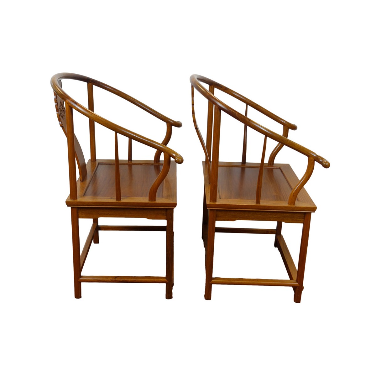 Pair of Contemporary Carved Teak Ox Bow Chairs. Bo