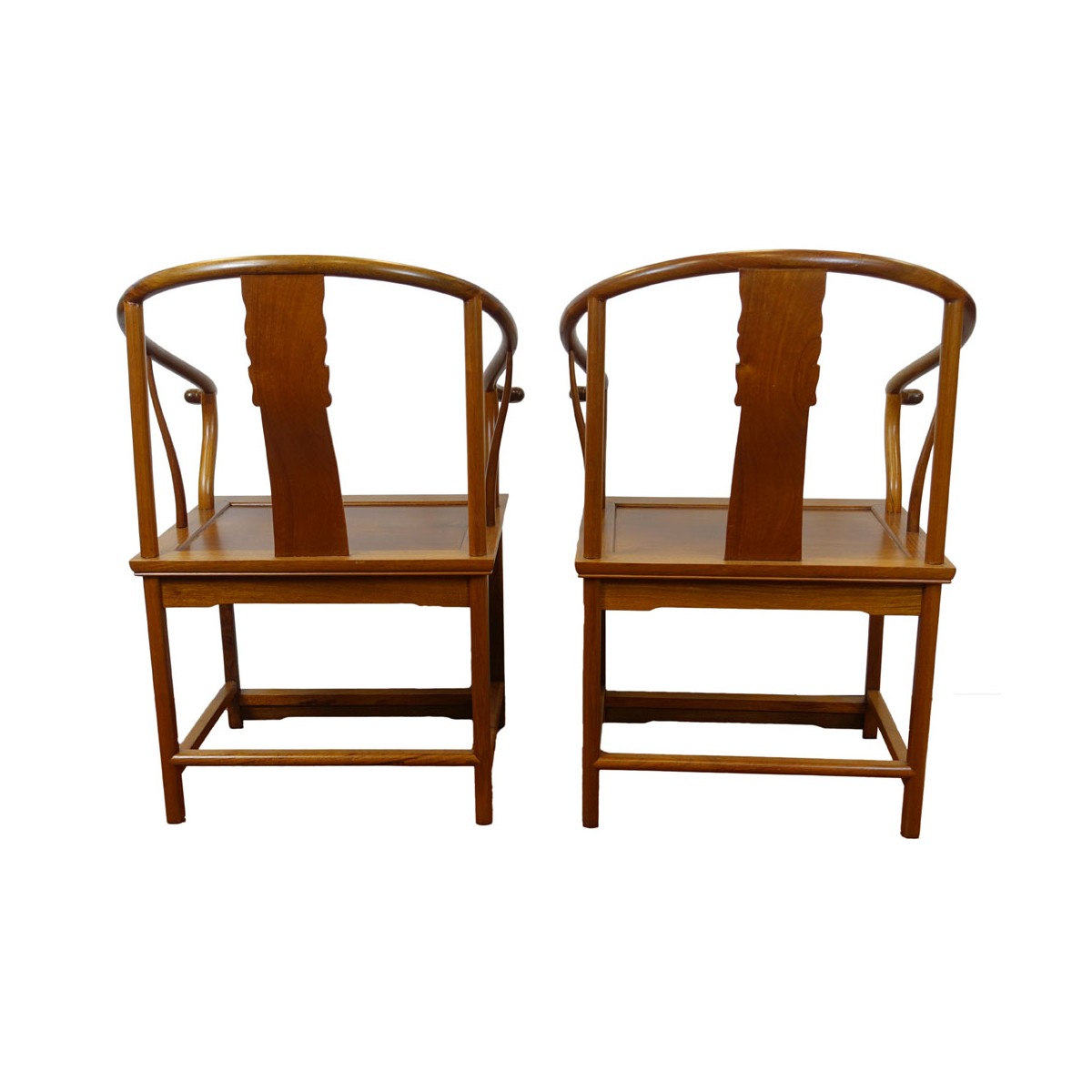 Pair of Contemporary Carved Teak Ox Bow Chairs. Bo