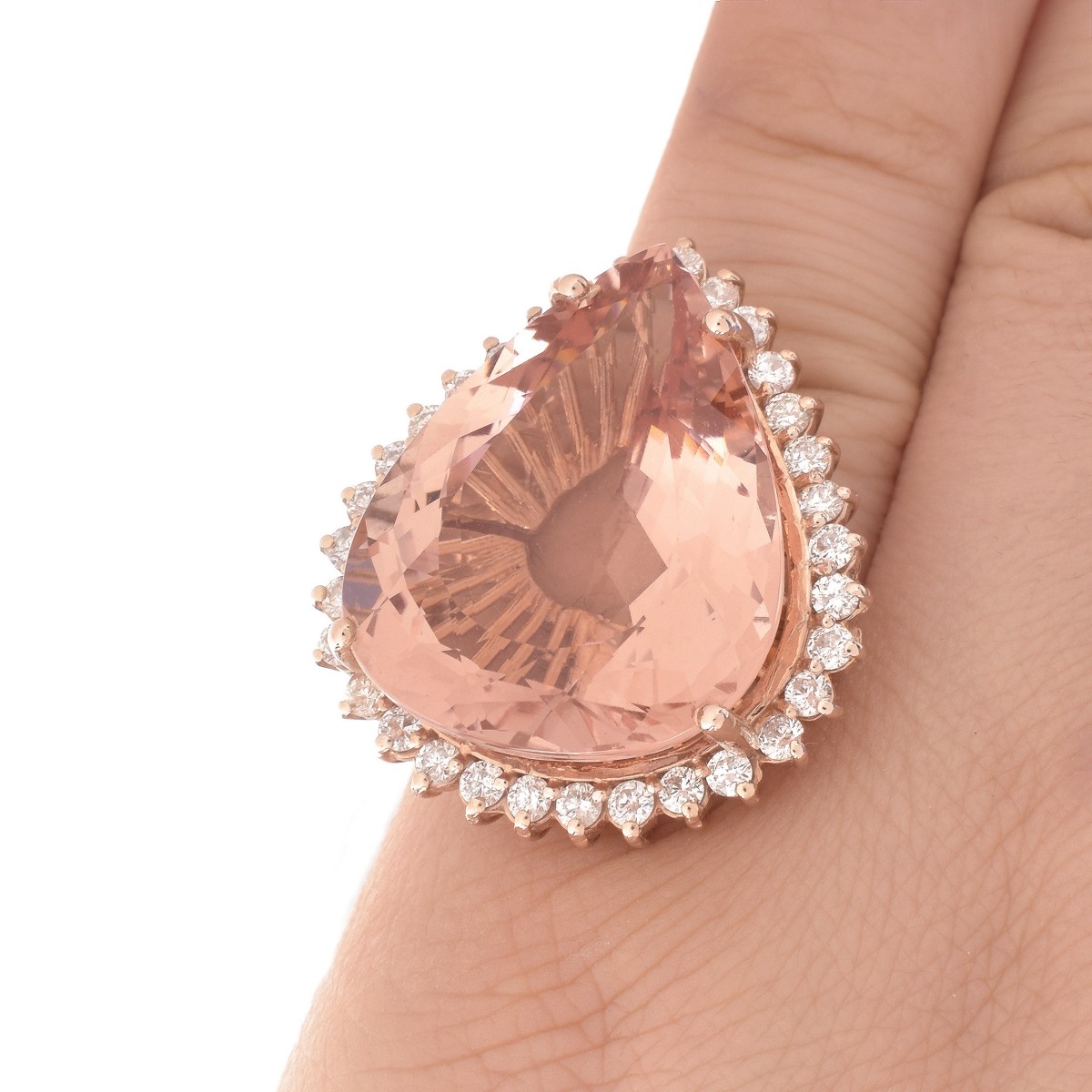 GIA 31.11ct Morganite and 14K Ring