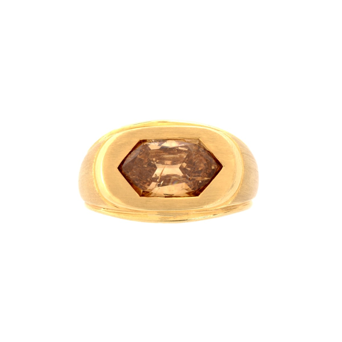 3.25ct Fancy Orange Brown Diamond and 18K Ring