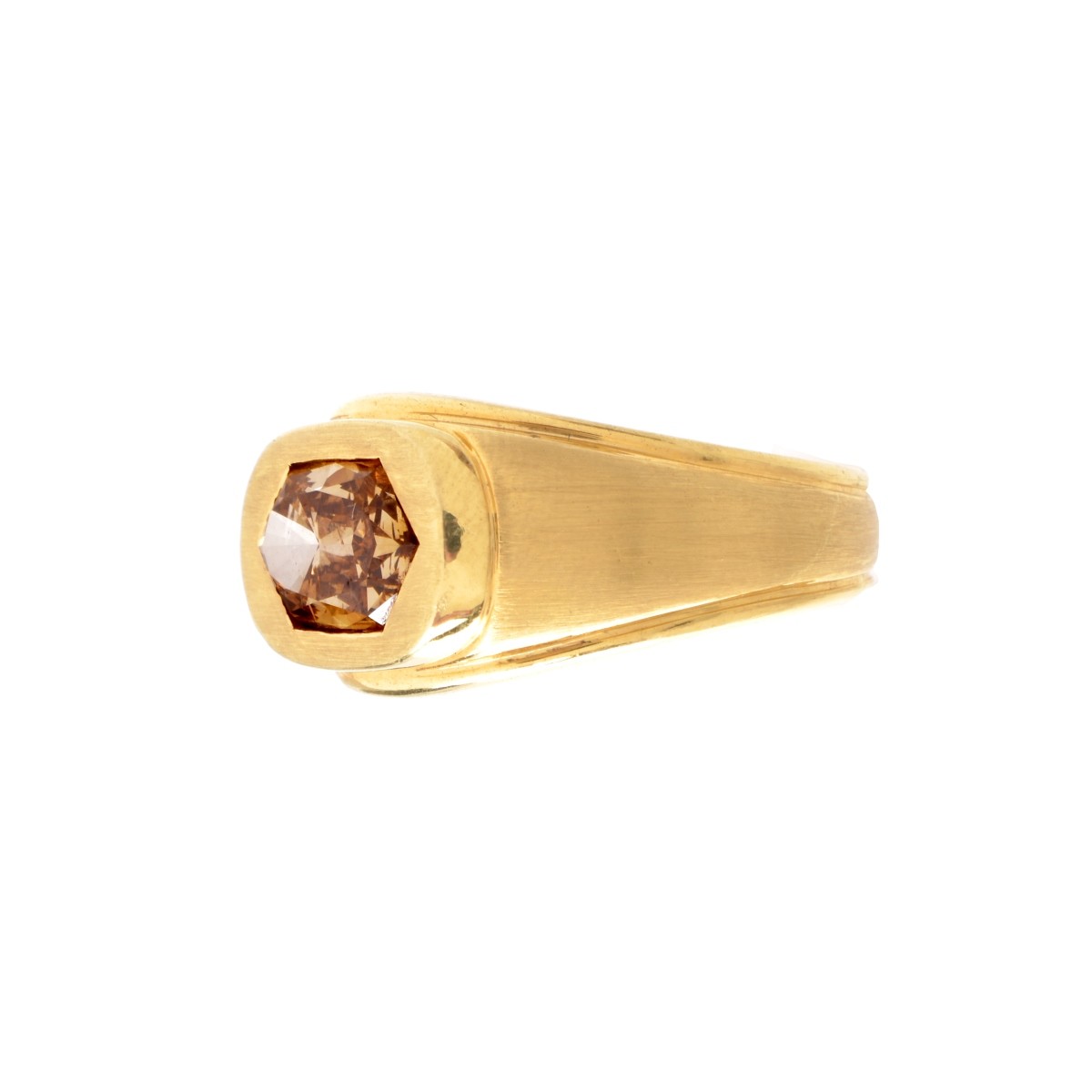 3.25ct Fancy Orange Brown Diamond and 18K Ring