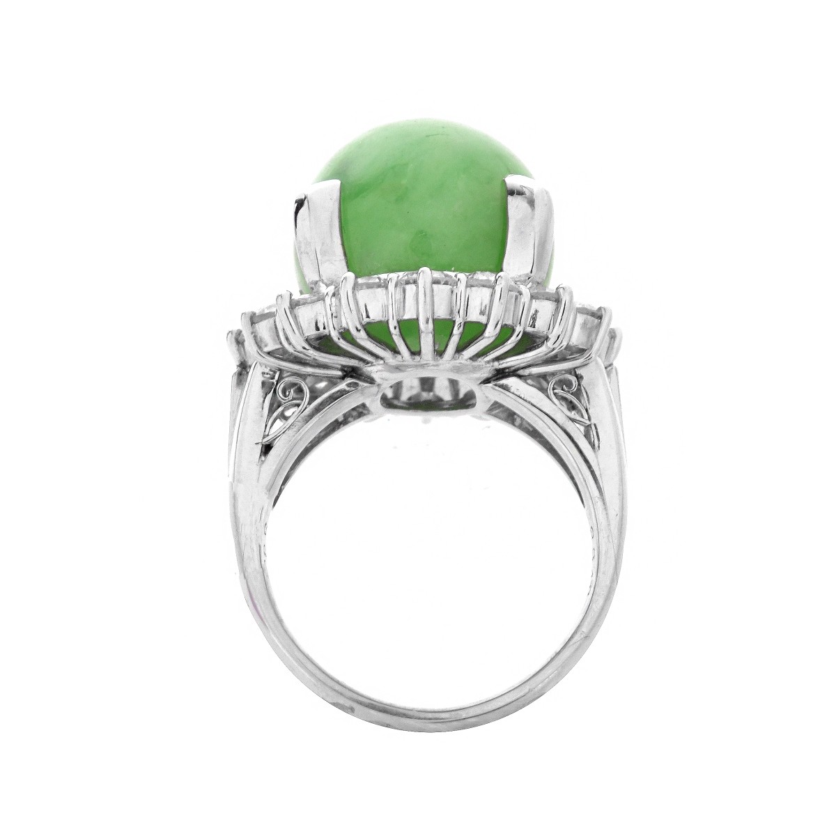 Jade, Diamond and Platinum Ring