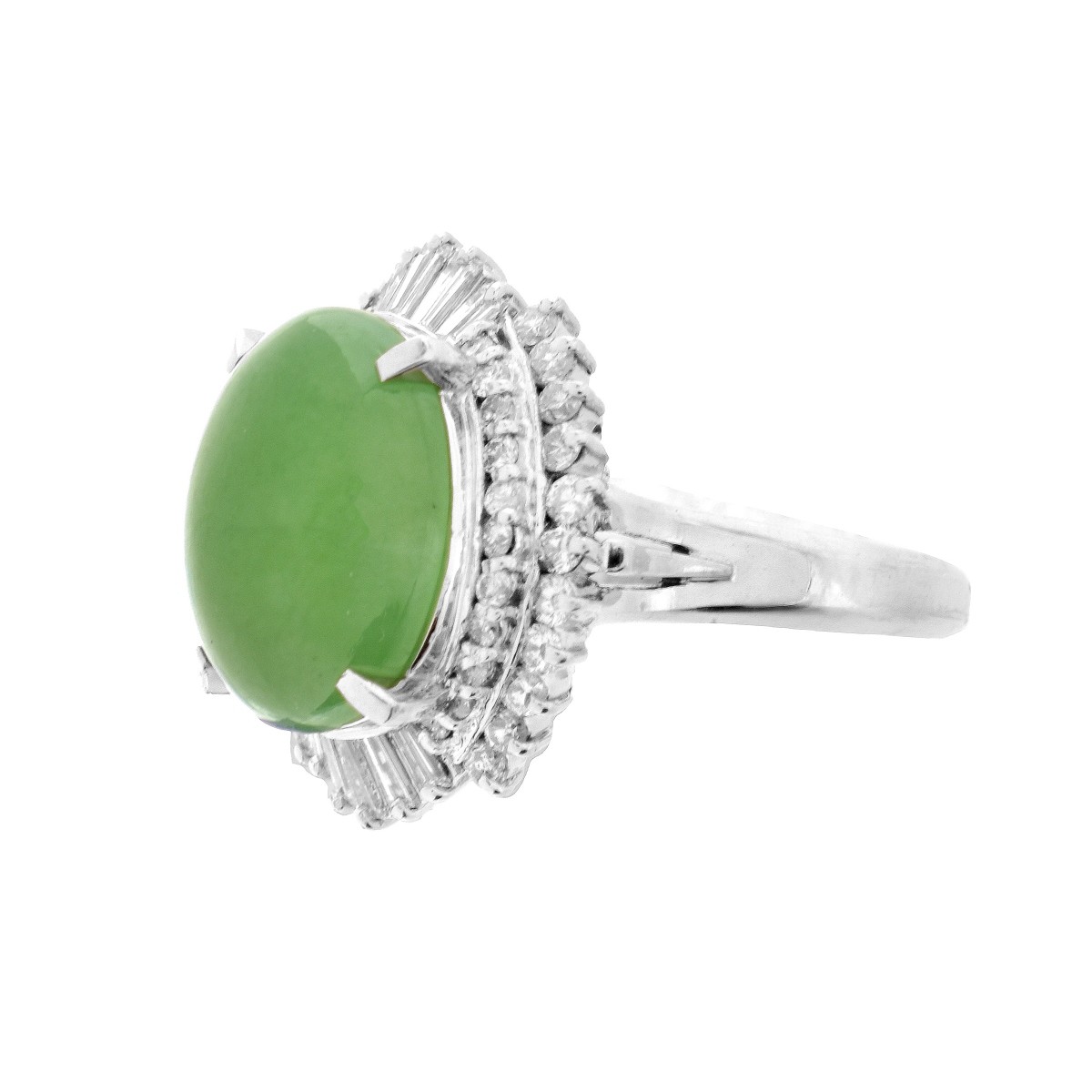 Jade, Diamond and Platinum Ring