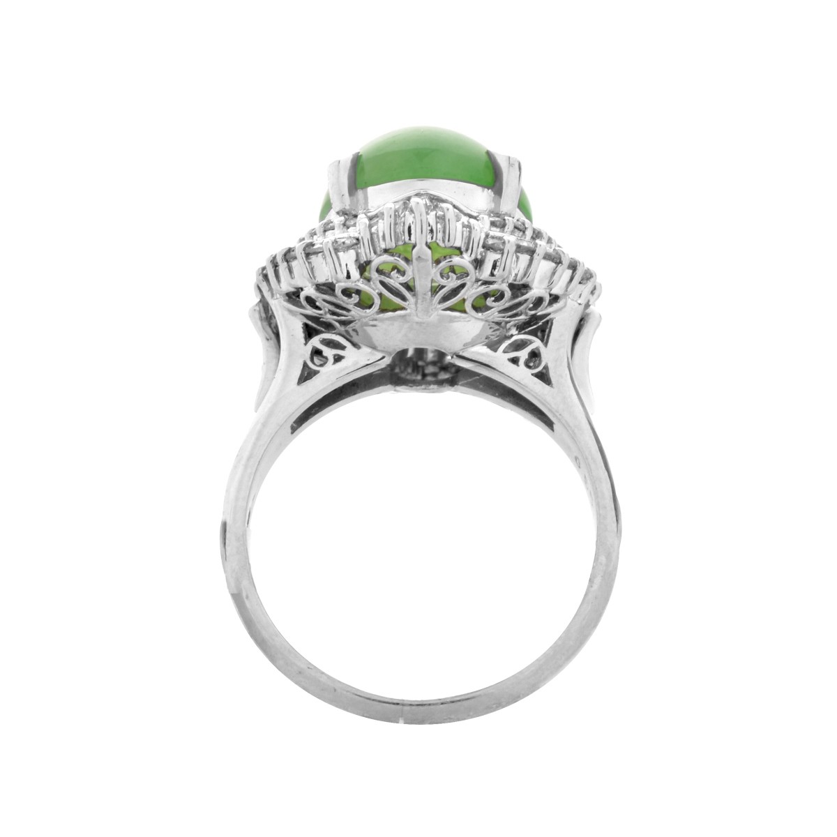 Jade, Diamond and Platinum Ring