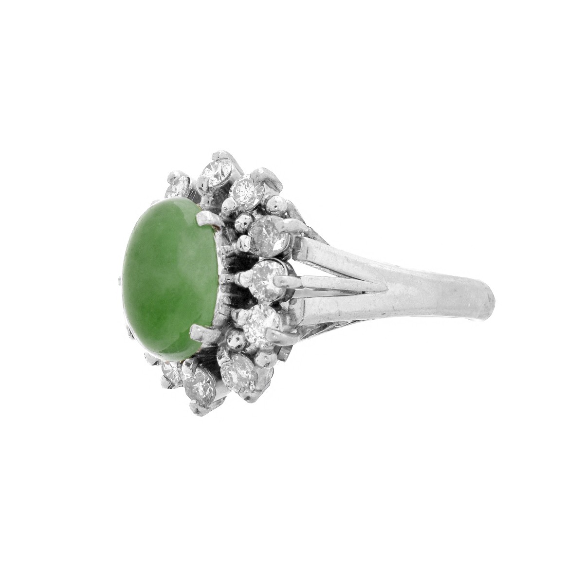 Jade, Diamond and Platinum Ring