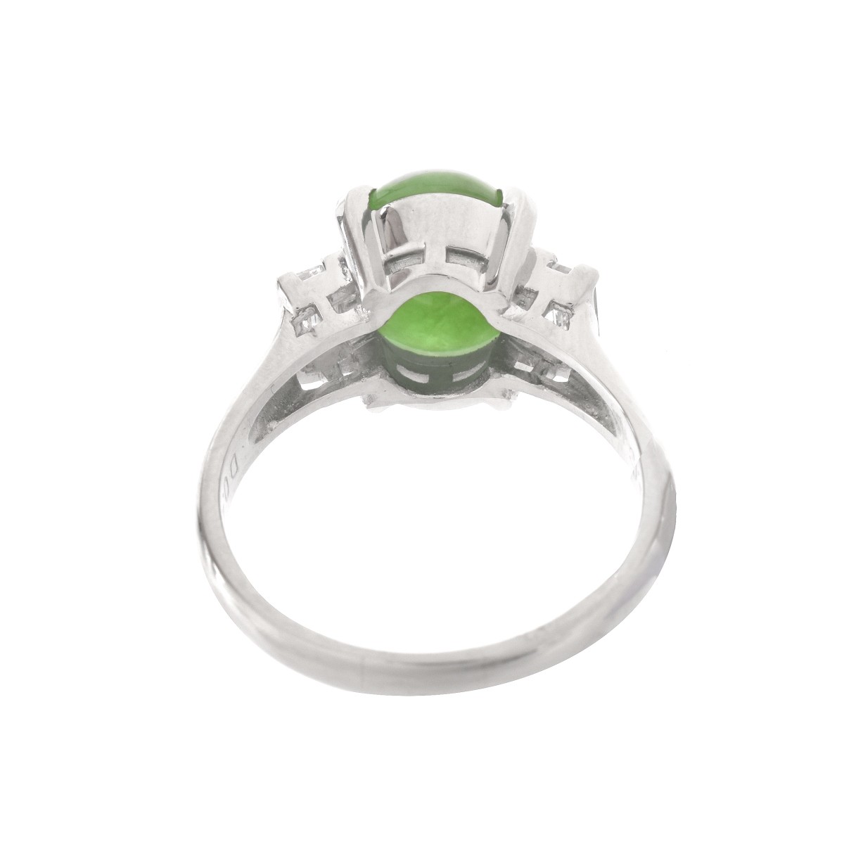 Jade, Diamond and Platinum Ring