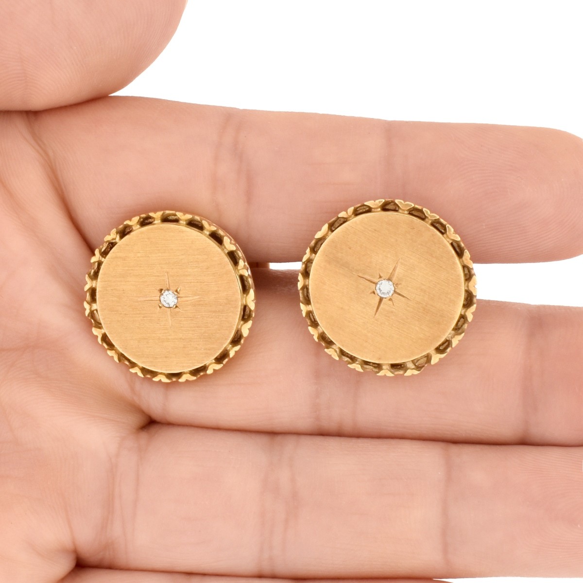 Vintage 14K and Diamond Cufflinks