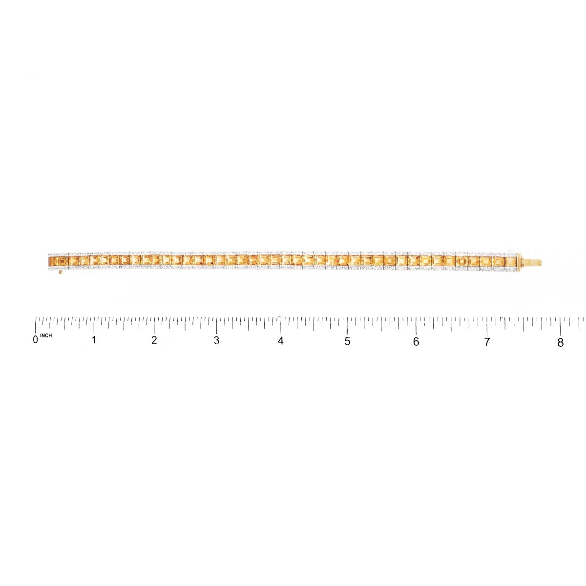Citrine, Diamond and 14K Gold Line Bracelet