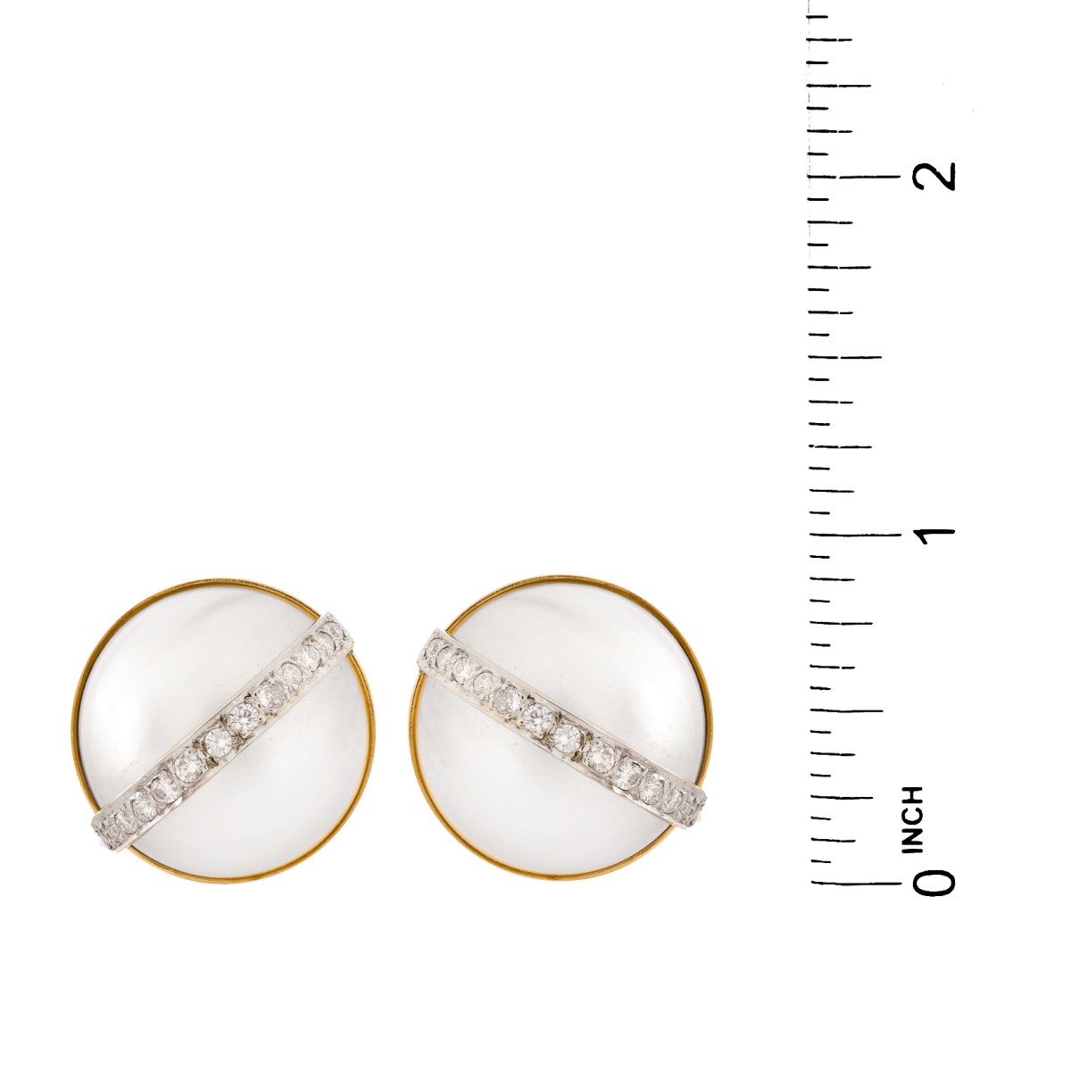 Mabe Pearl, Diamond and 14K Gold Earrings