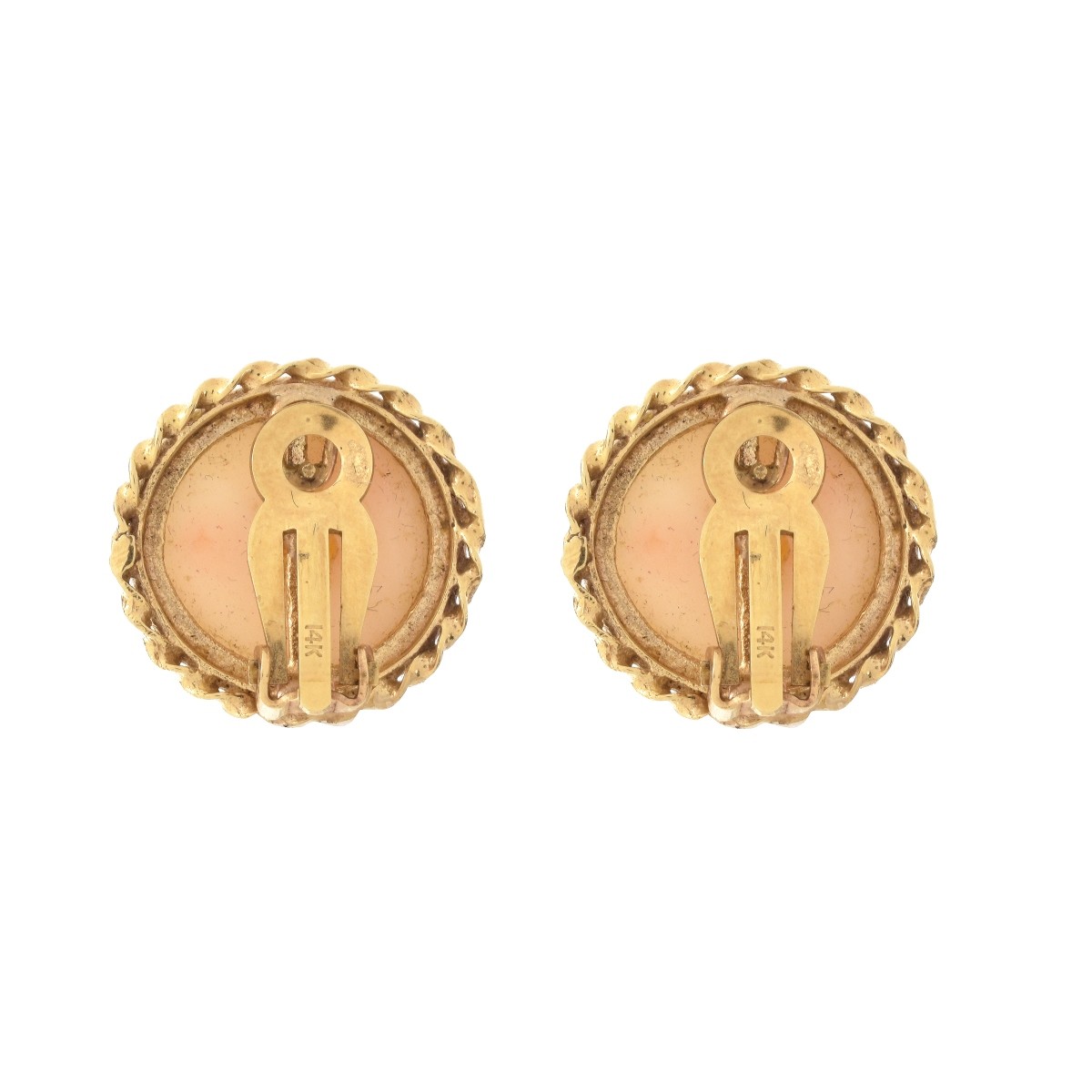 Angel Skin Coral and 14K Earrings