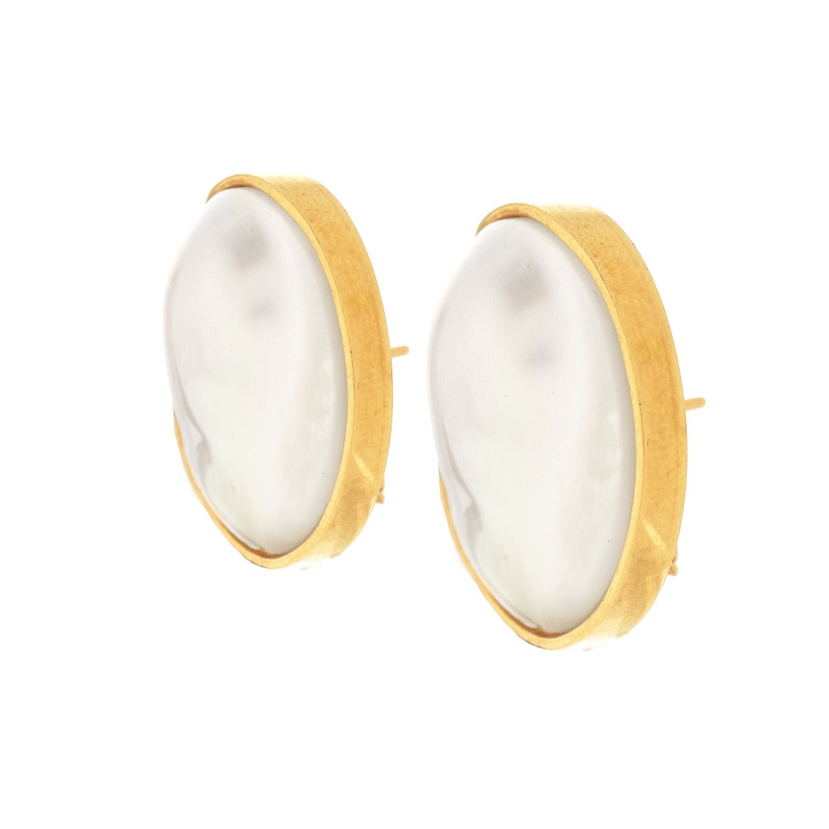 Vintage Mabe Pearl and 14K Earrings