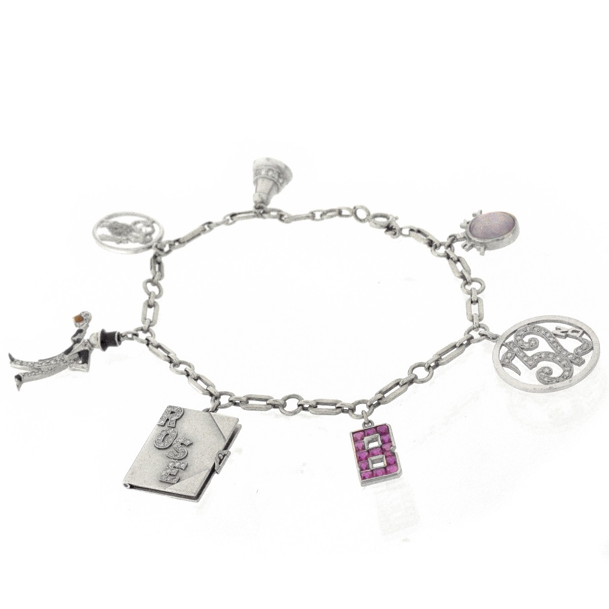 Art Deco Platinum Charm Bracelet