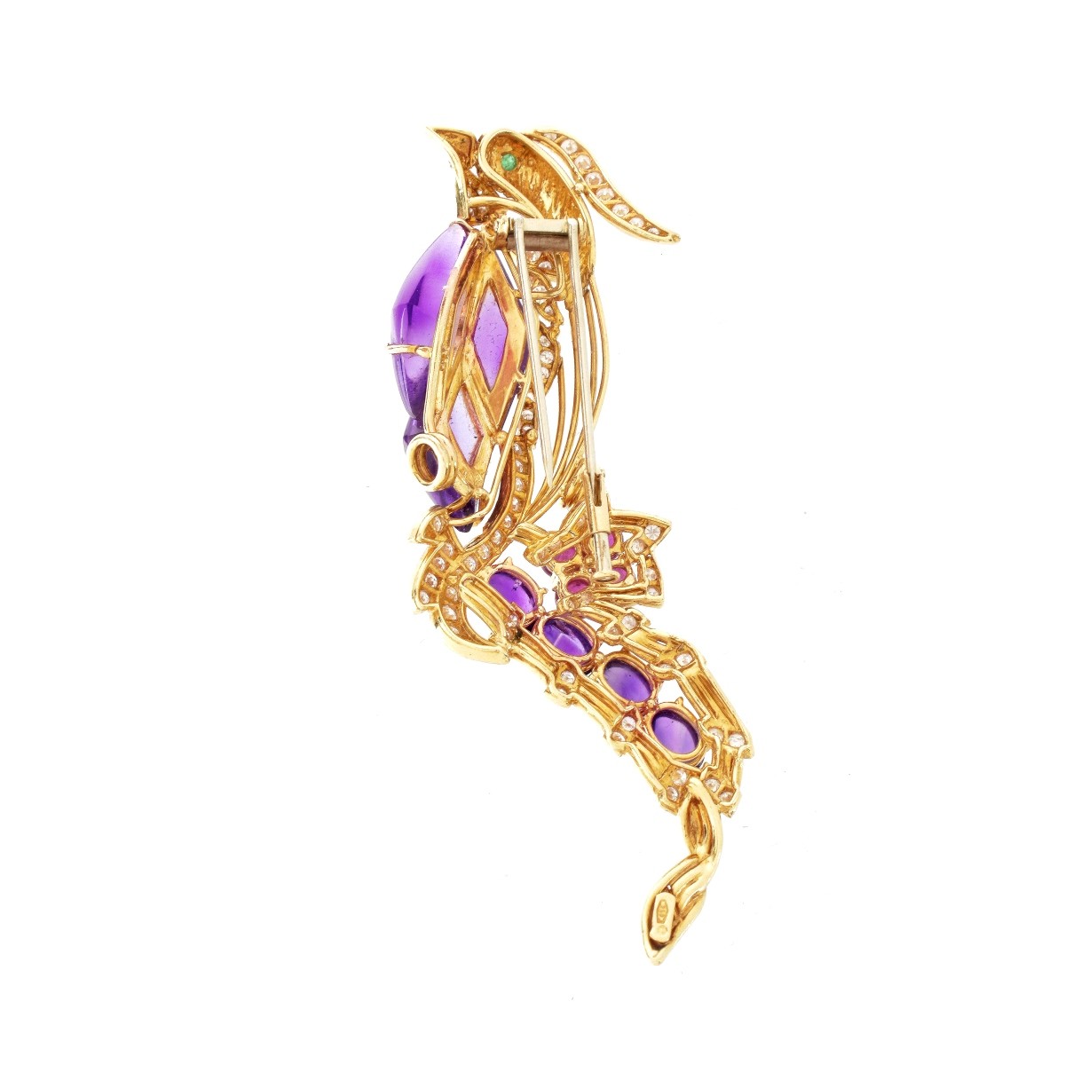 Diamond, Gemstone and 18K Bird Brooch