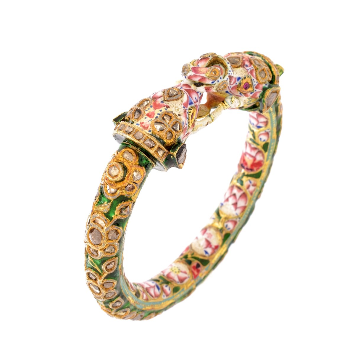 Mughal Design Diamond and Enamel Bangle