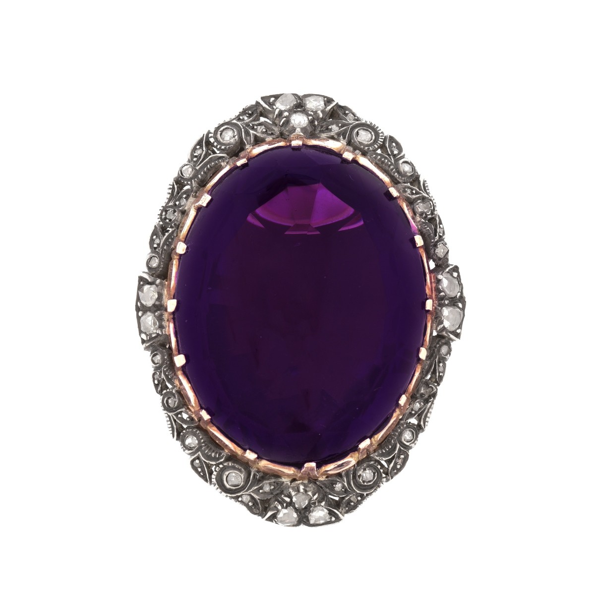 Retro Amethyst Diamond and 14K Ring