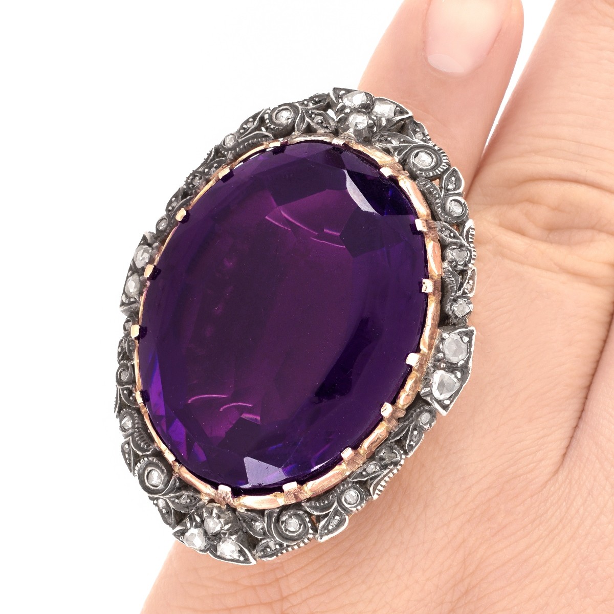 Retro Amethyst Diamond and 14K Ring