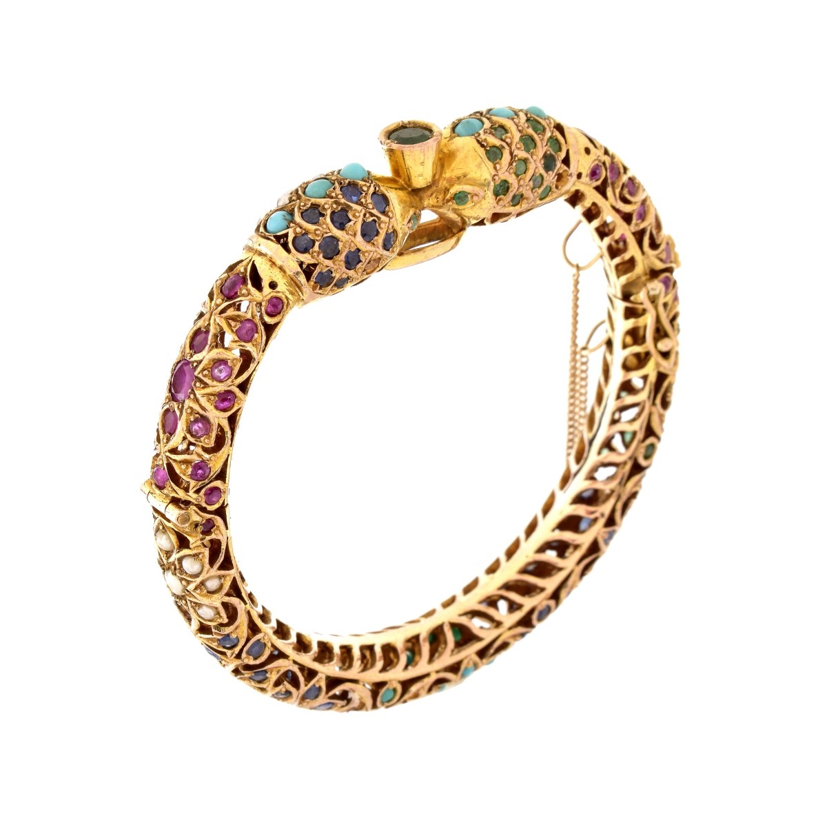 Mughal Design Gemstone and 12K Bangle