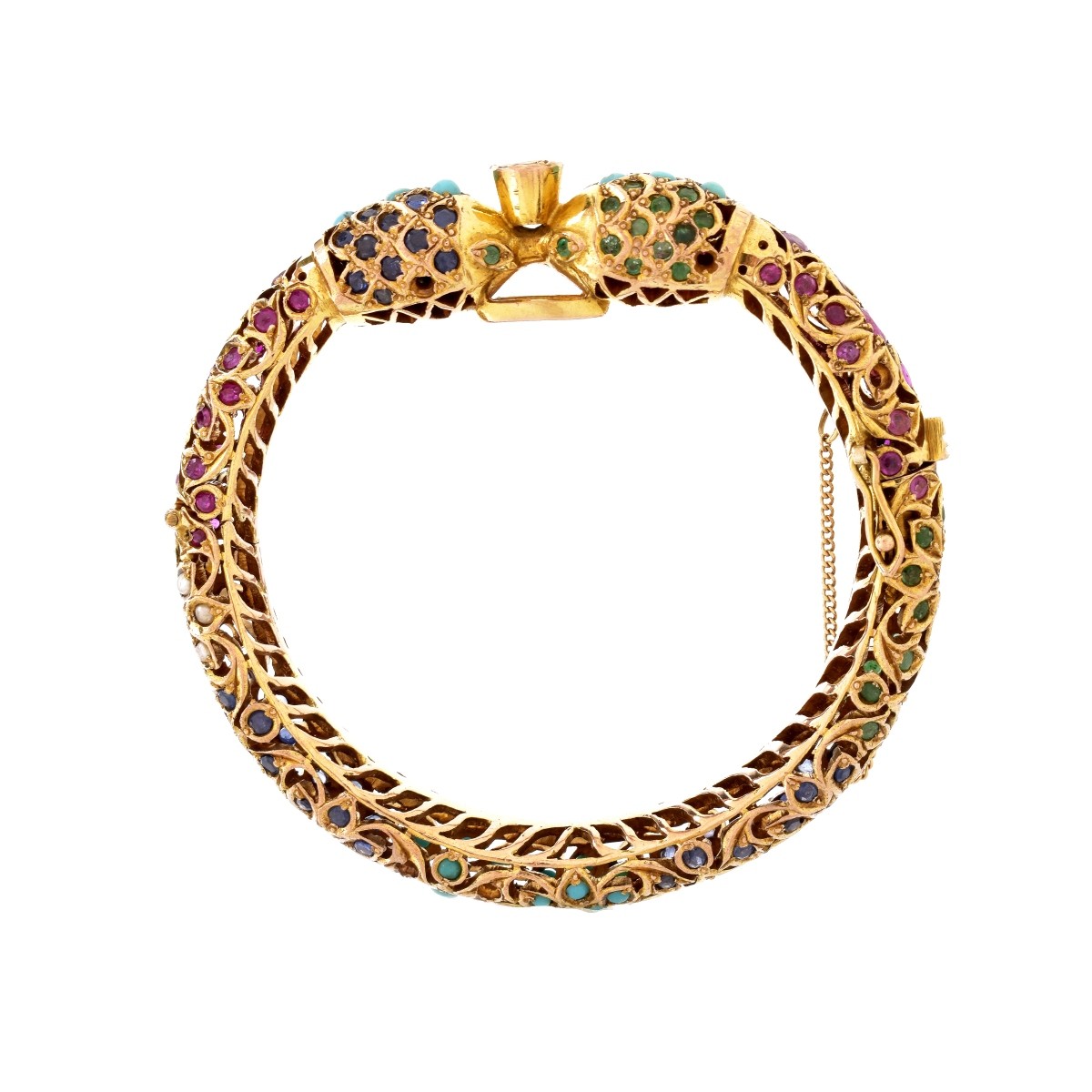 Mughal Design Gemstone and 12K Bangle