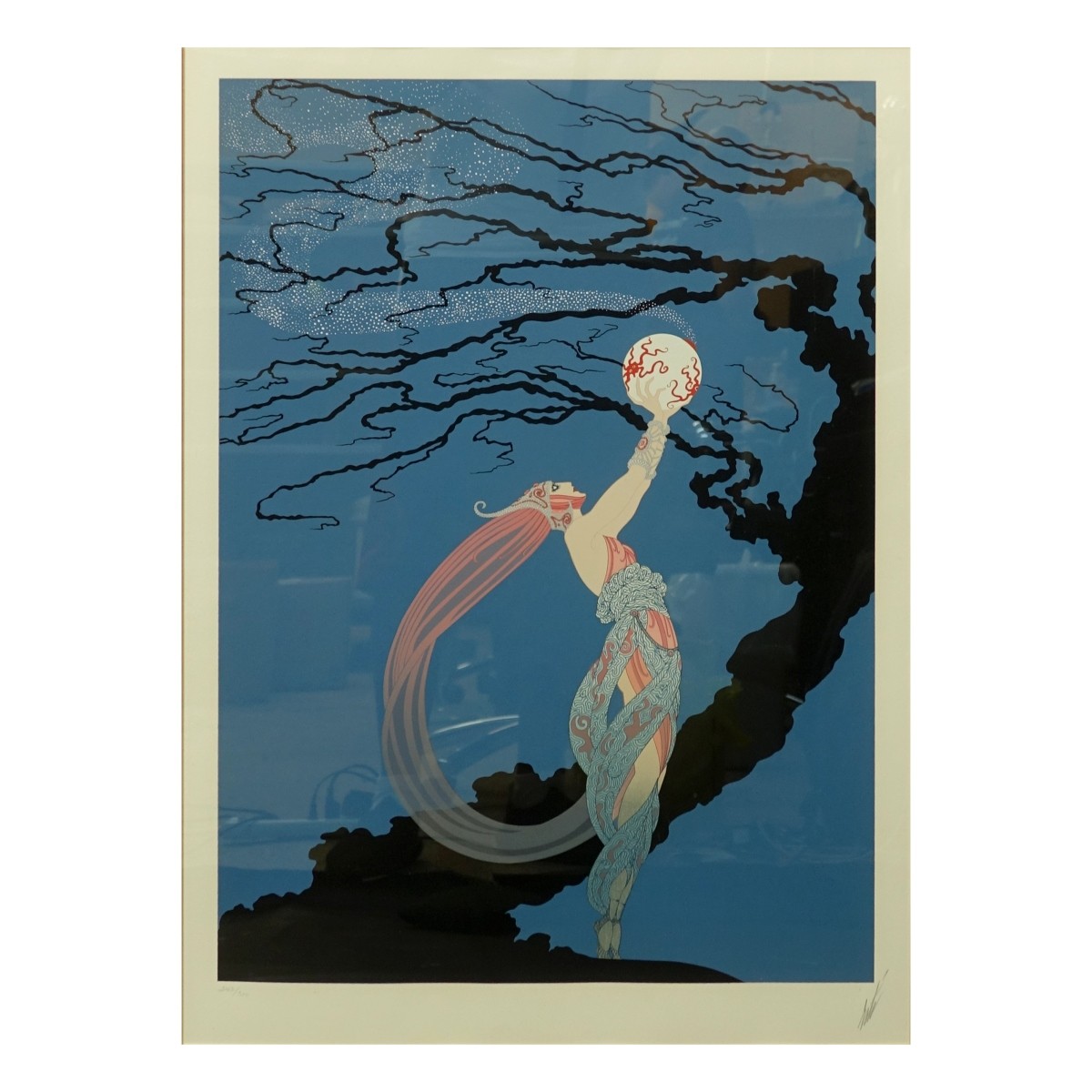 Erte Framed Serigraph Enchantress Fireflies