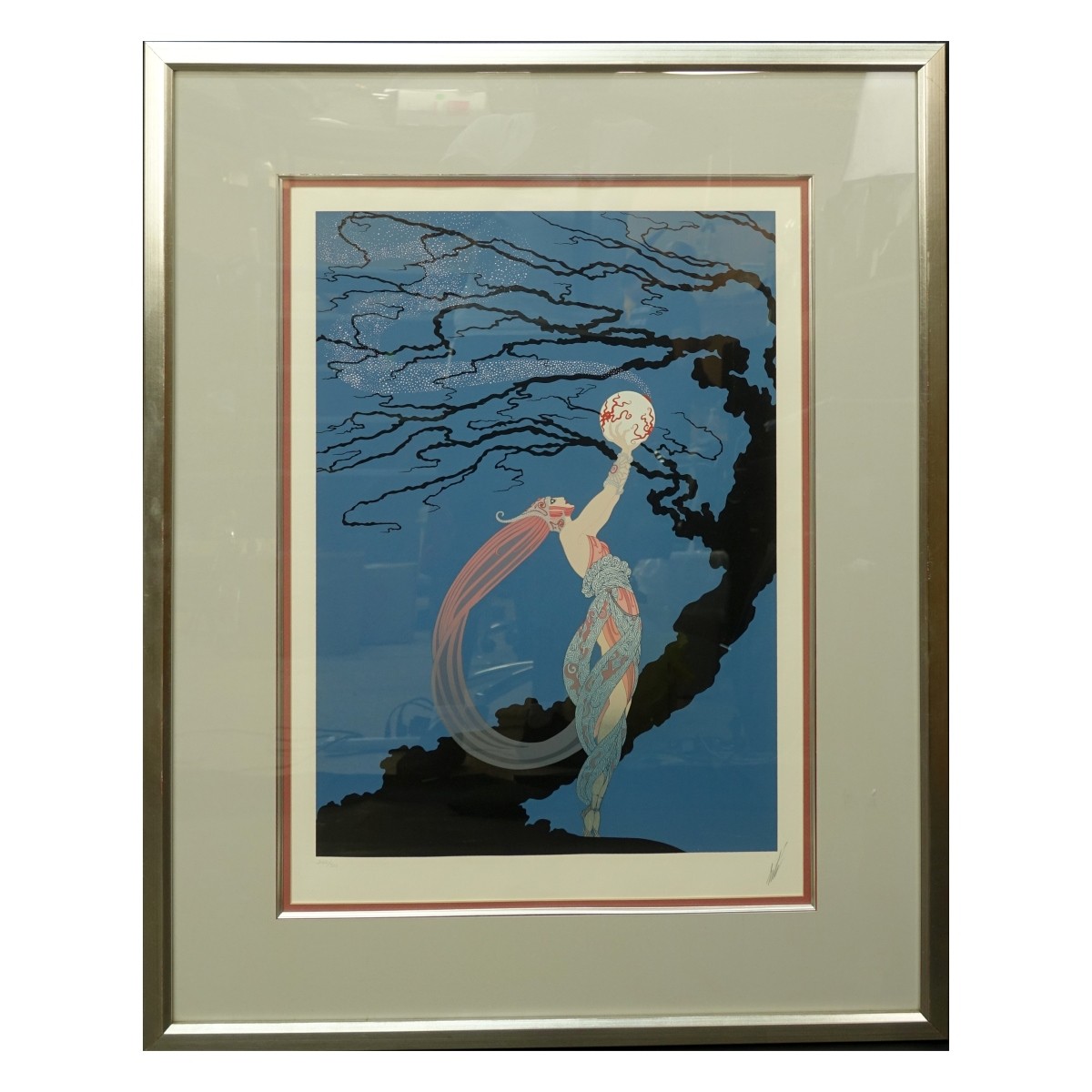 Erte Framed Serigraph Enchantress Fireflies