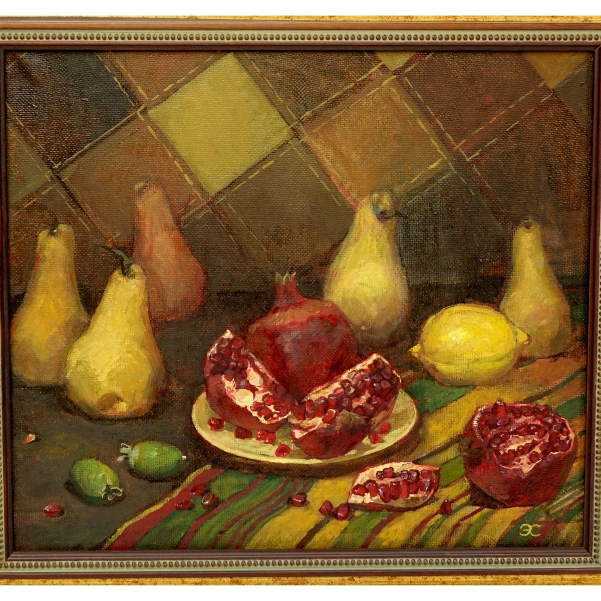 Two 20C Russian O/C Still Life Fruit