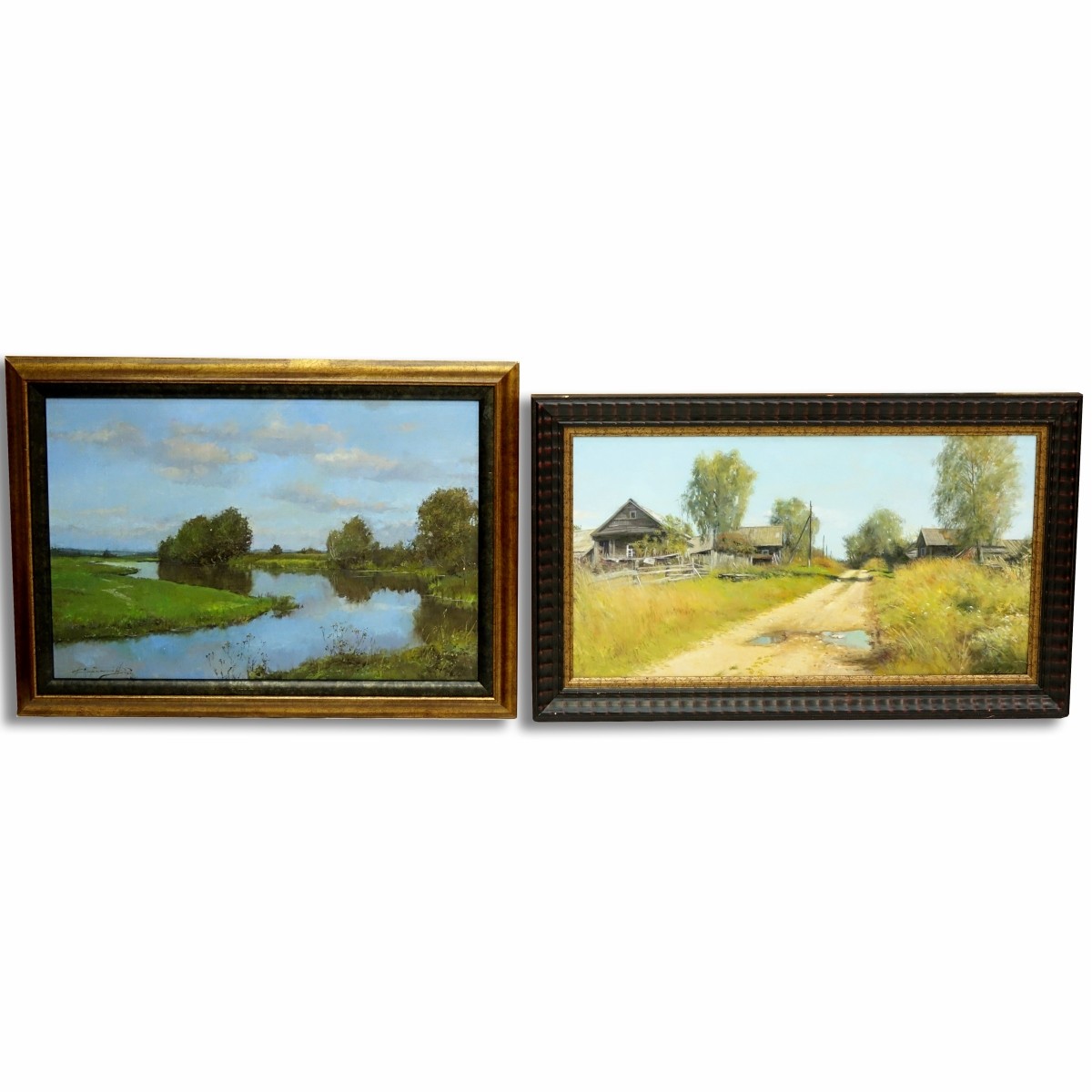 Two 20C Russian O/C Landscapes Cyrilic