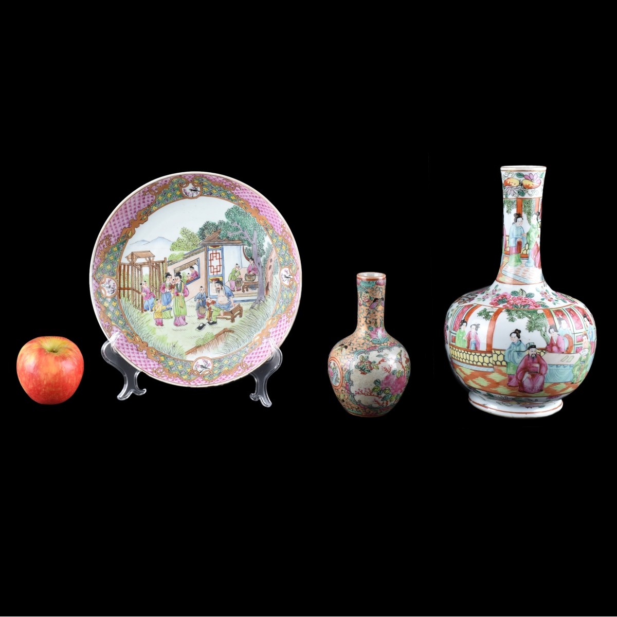 19C 3Pc Lot Famille Rose Ching Chinese Porcelain