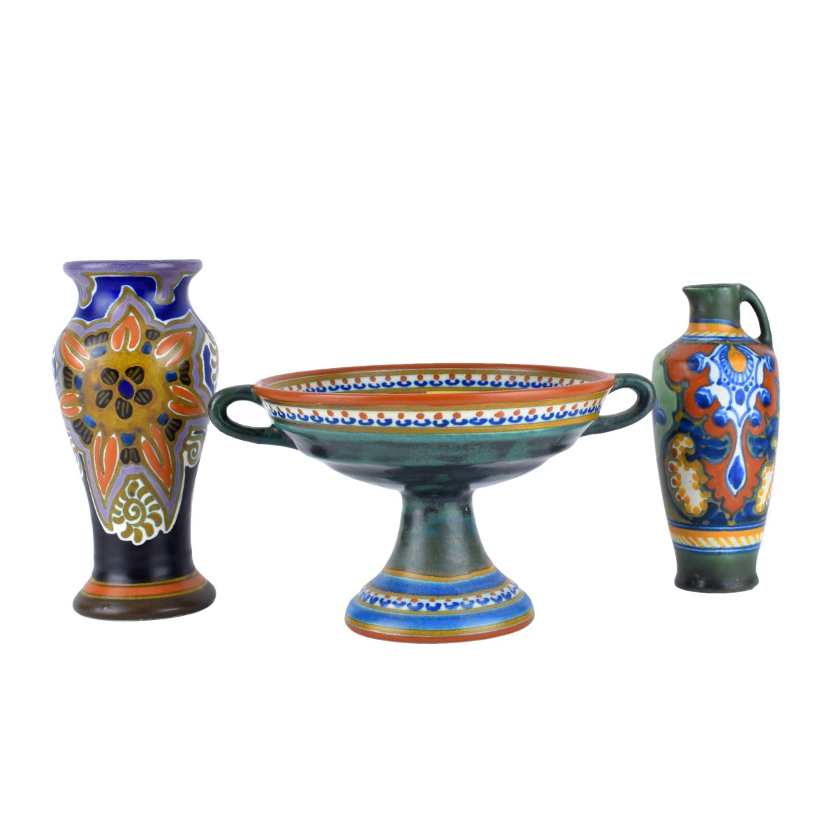 Three (3) Gouda Pottery Items