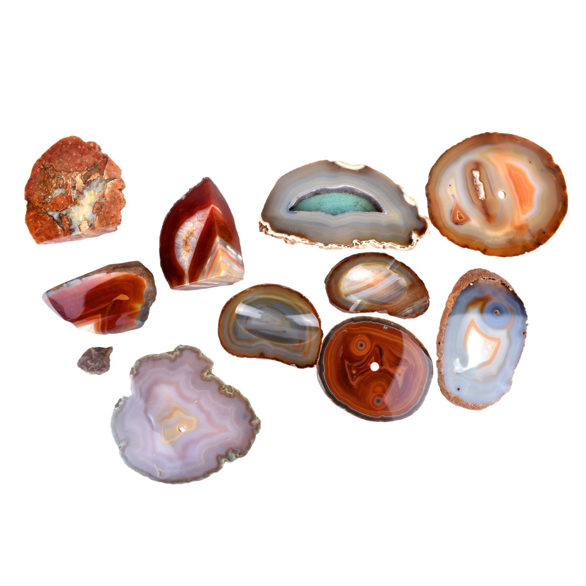 Eleven Brazilian Polished Agate Geodes