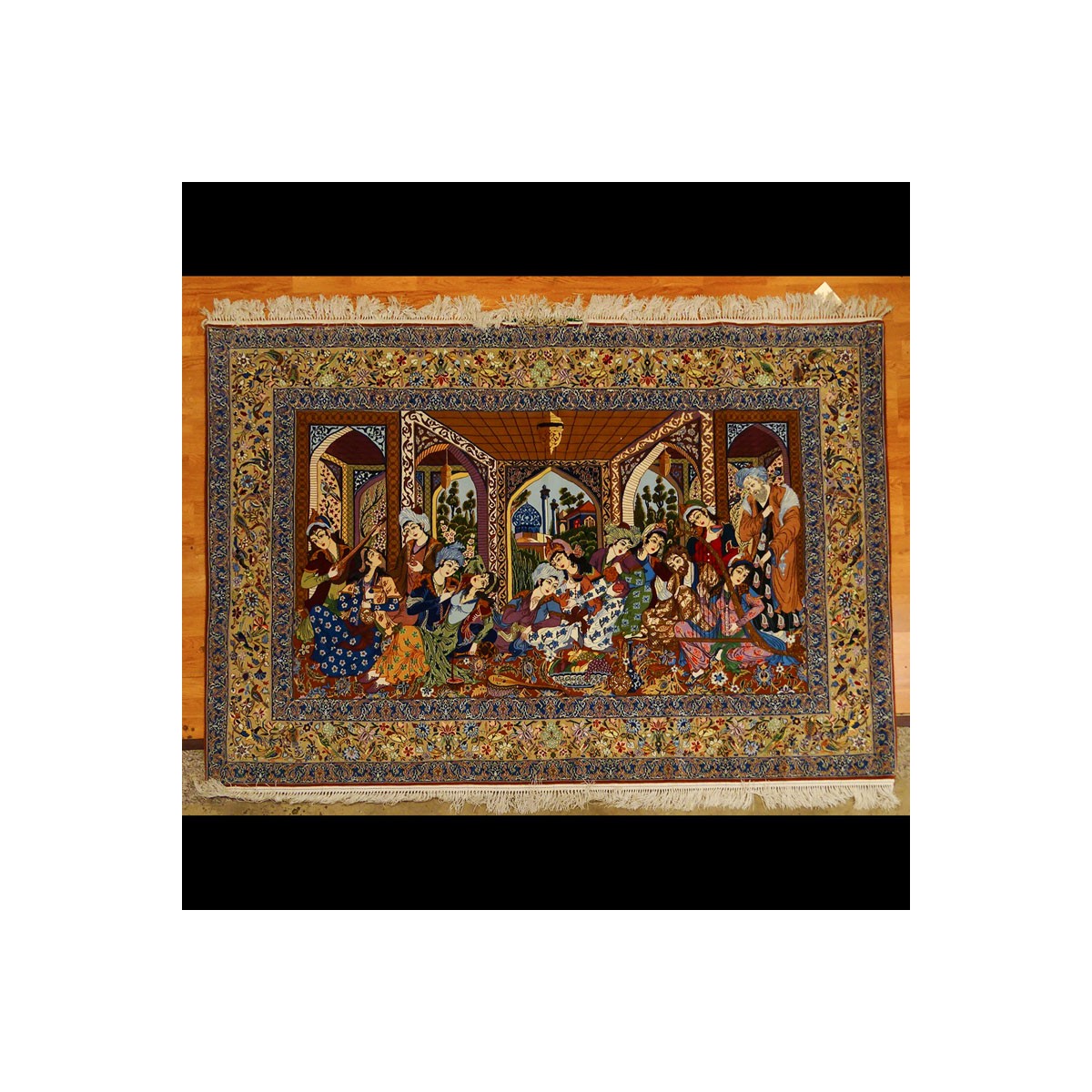 20th Century Persian Isfahan Silk and Wool Rug. Depicting an Omar Khayaam C