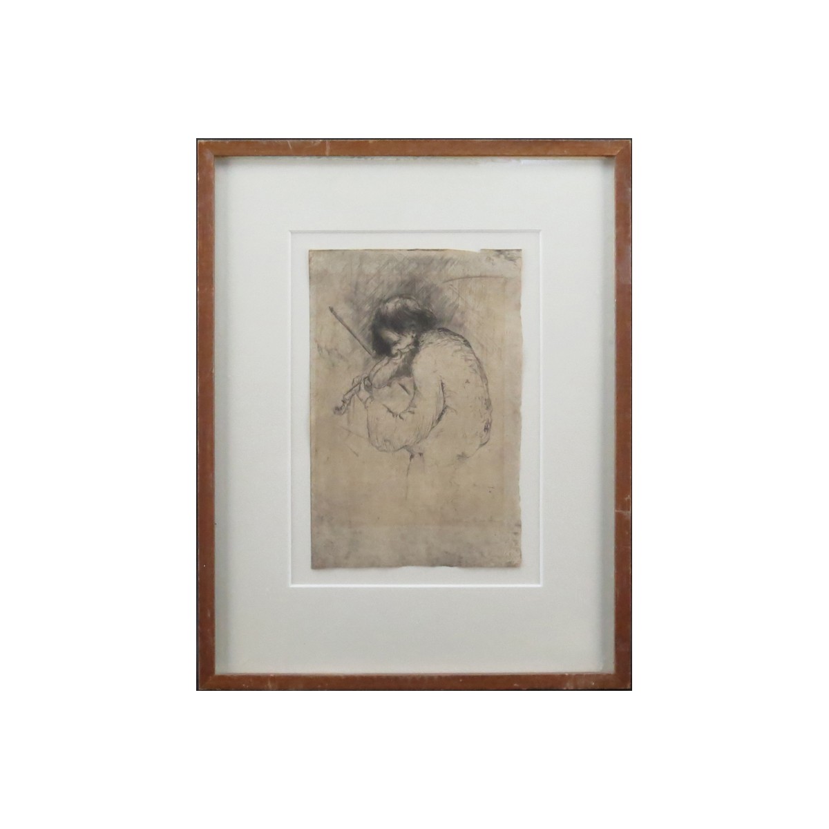 Hilton Leech, American (1906-1969) Abstract Etching "Old Violinist" Pencil 