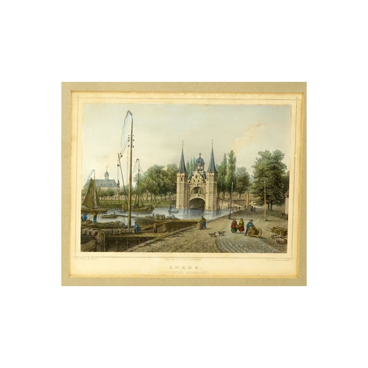 Two (2) Antique Engravings. Comprise:  L. Rohbock "Sneek-Waterpoort" by J. 