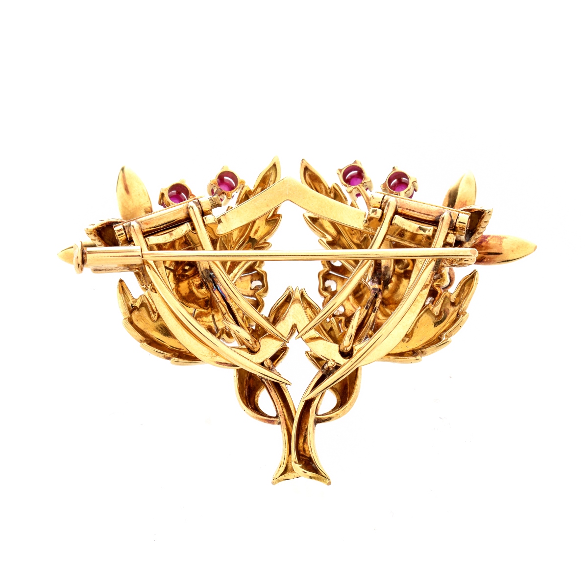 Diamond, Gemstone and 14K Brooch