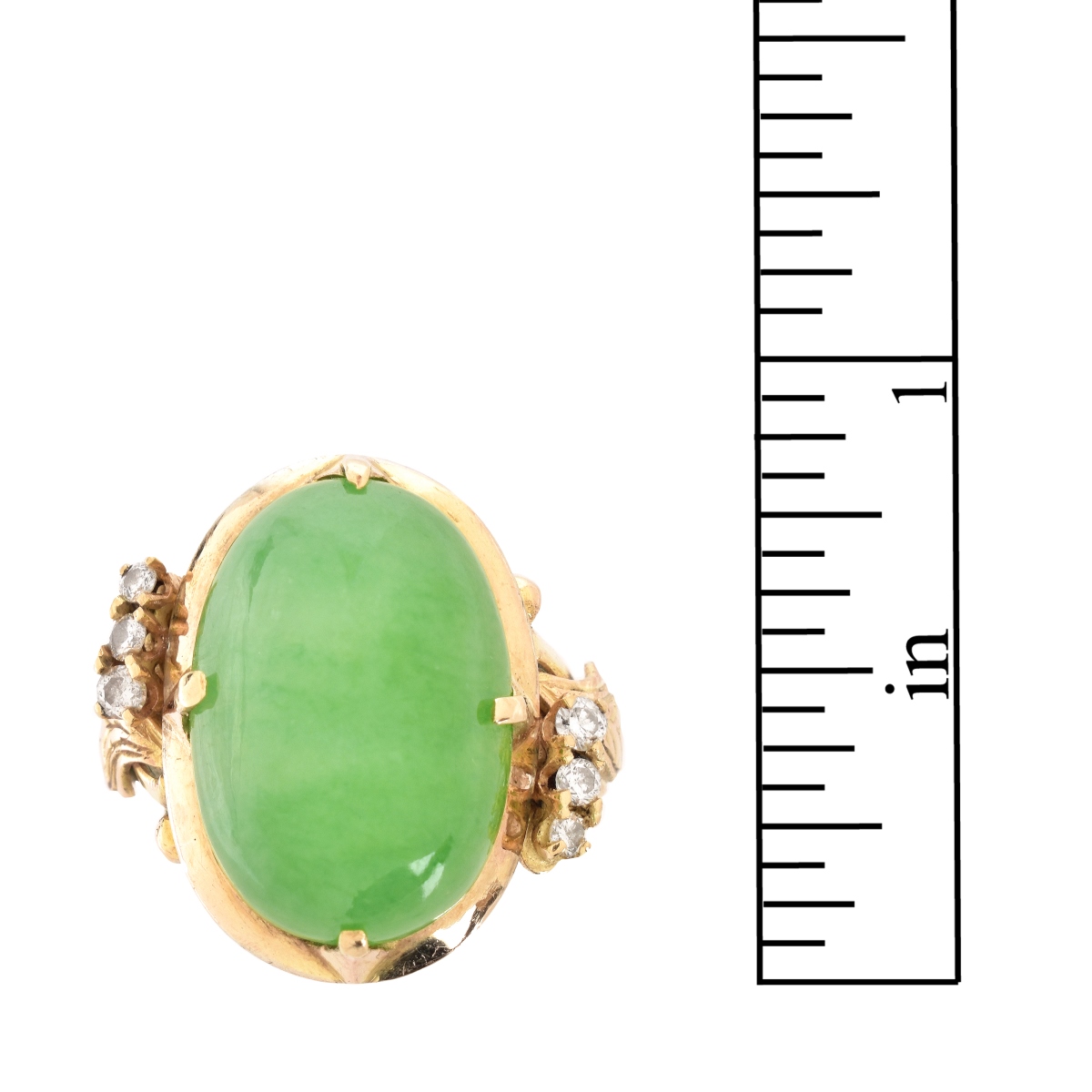 Natural Jade, Diamond and 14K Ring
