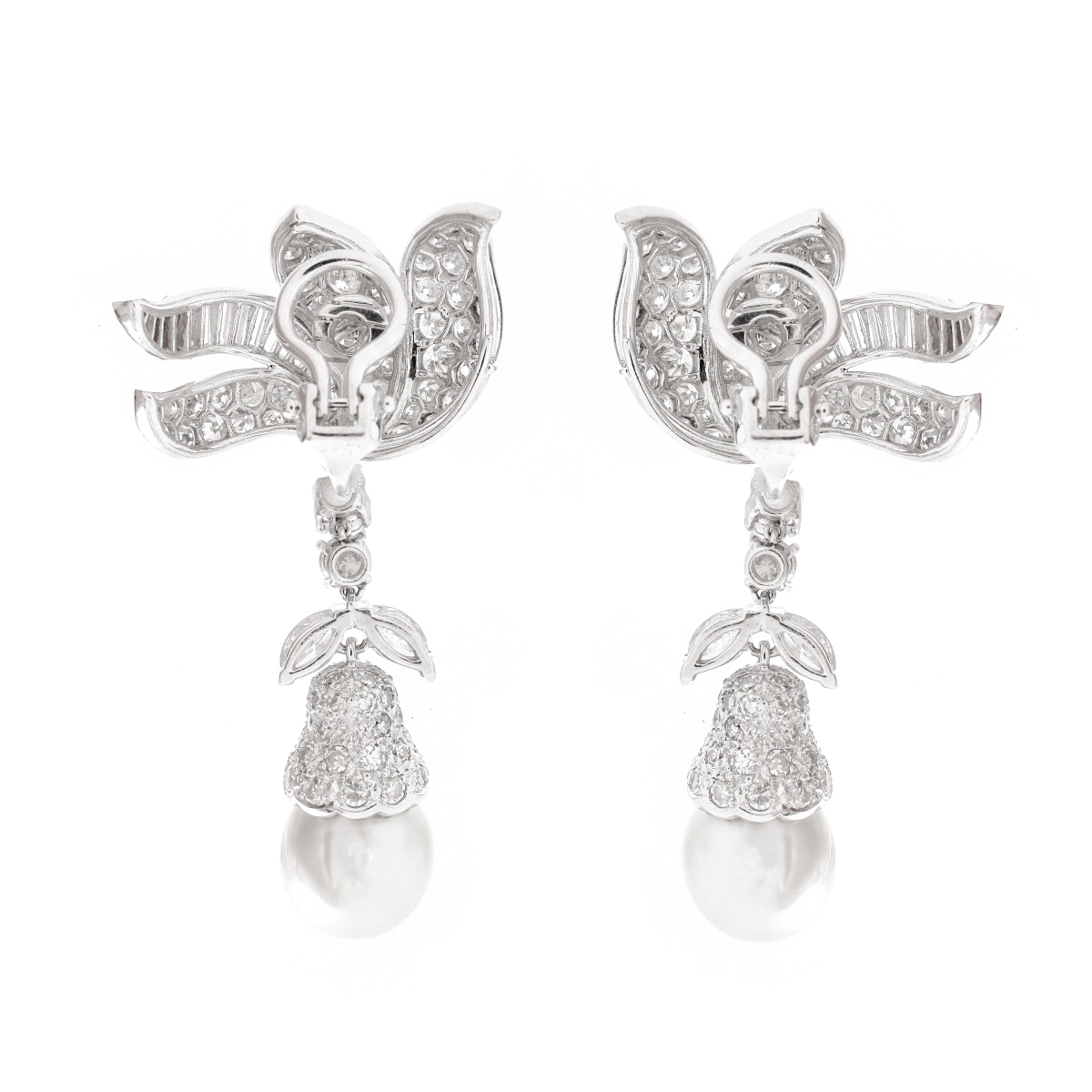Diamond, Pearl and Platinum Earrings