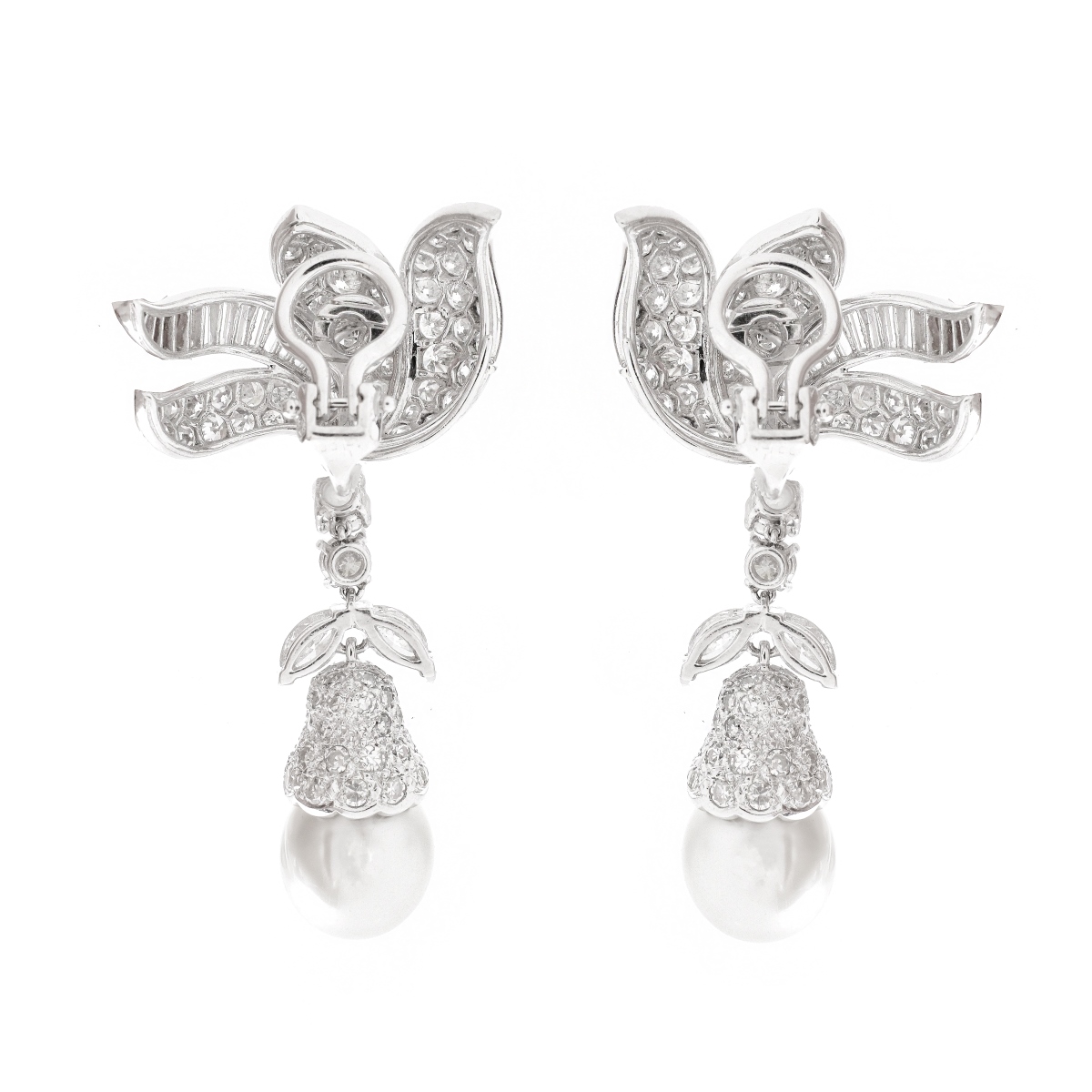 Diamond, Pearl and Platinum Earrings