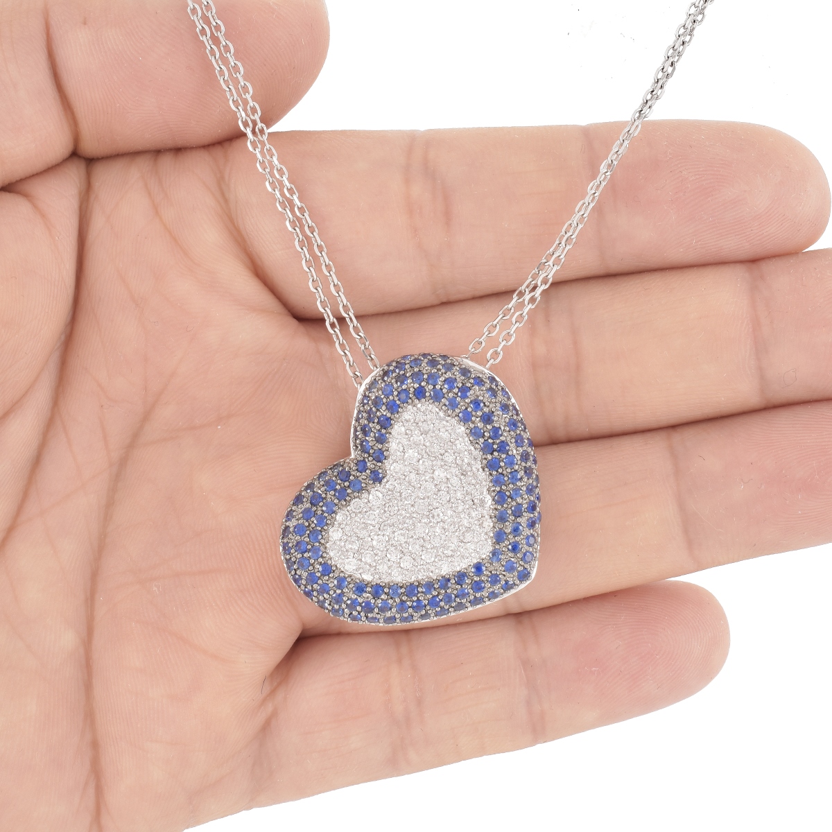 Diamond, Sapphire and 14K Necklace