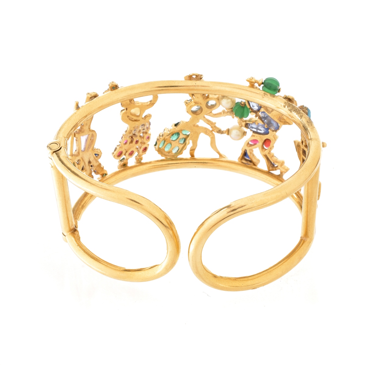 Vintage Gemstone and 14K Bangle Bracelet