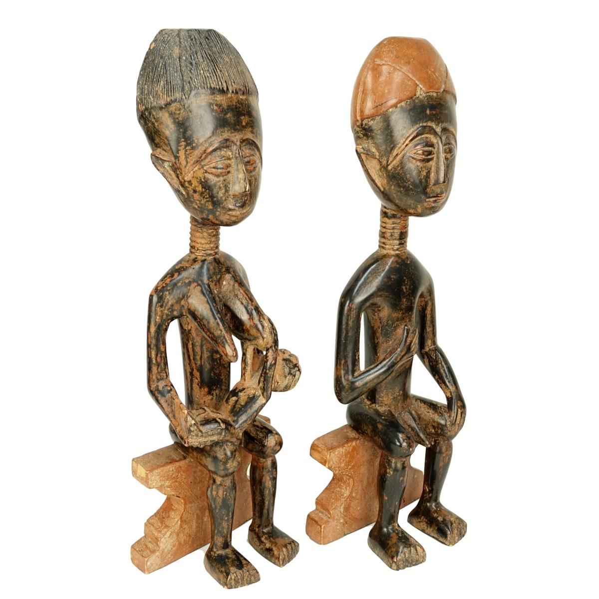 Pair Asanti African Wood Fertility Sculptures