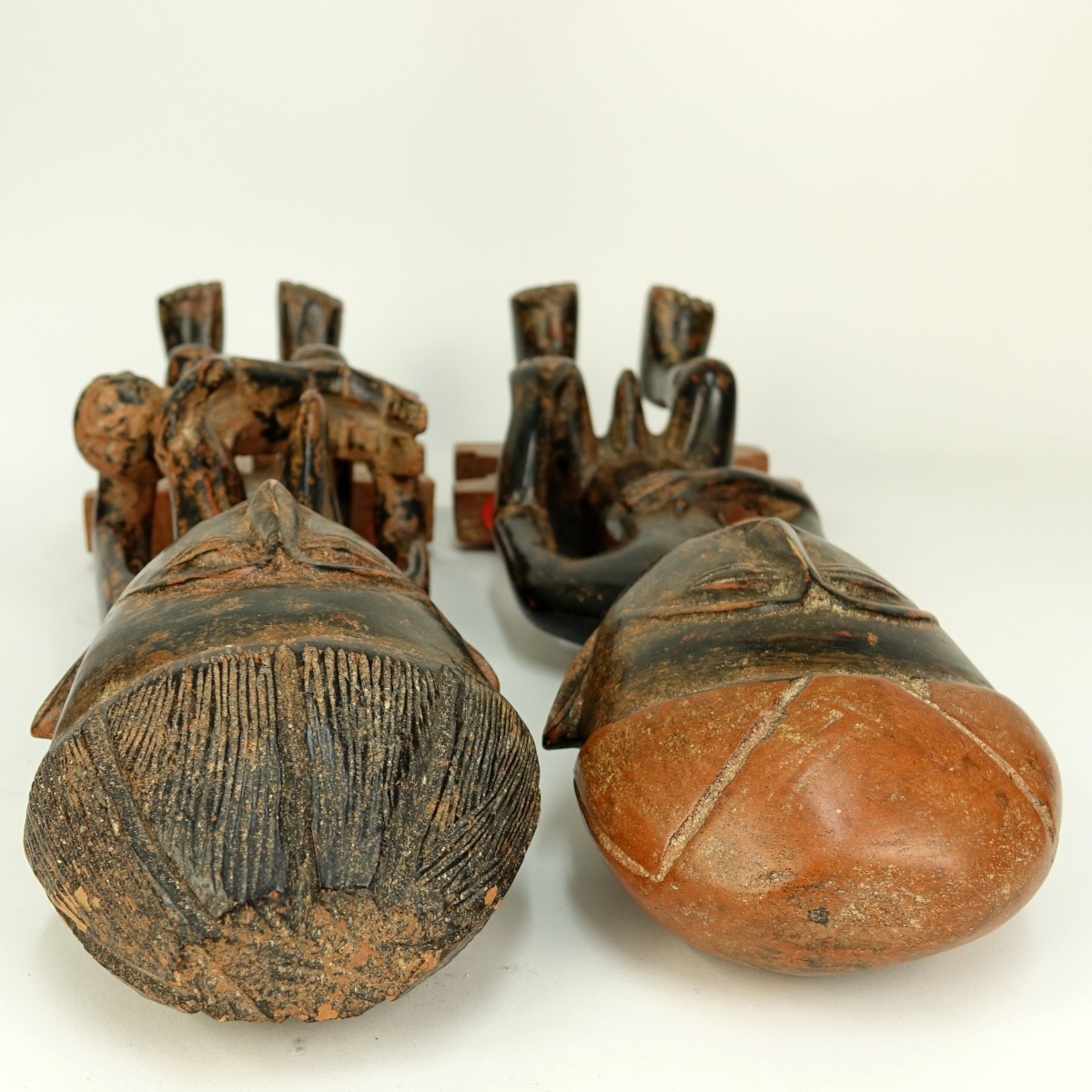 Pair Asanti African Wood Fertility Sculptures