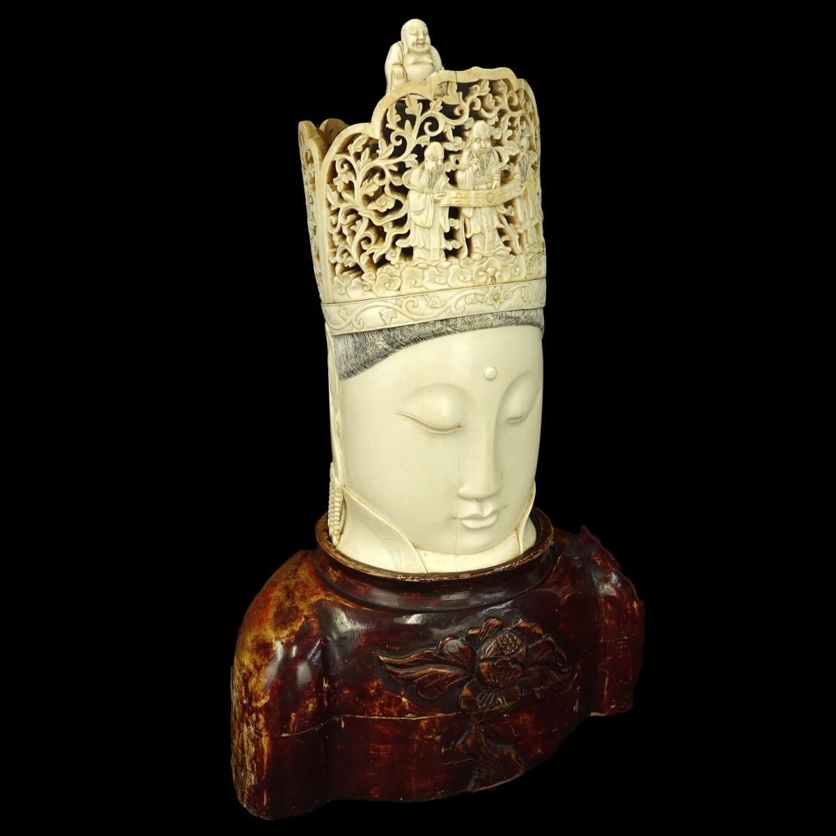 Chinese Carved Ivory Bust