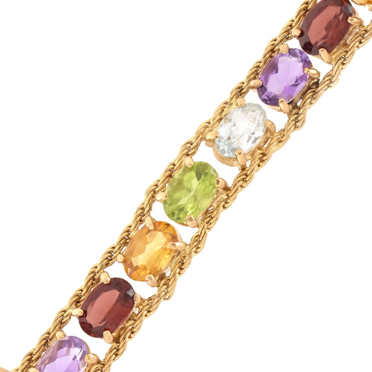 Multi Gemstone and 14K Bracelet